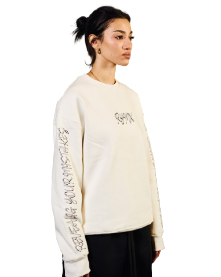 REVEALING YOUR MISTAKE WHITE SWEATSHIRT