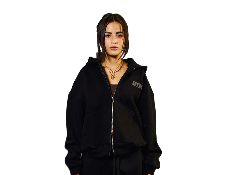 LOGO GRAY ON BLACK ZIPUP JACKET