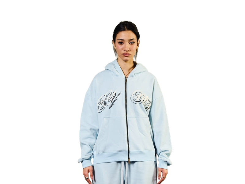 RYMX BLACK ON Baby Blue ZIPUP JACKET