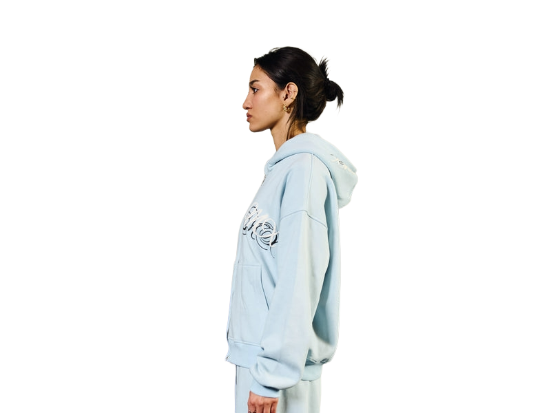 RYMX BLACK ON Baby Blue ZIPUP JACKET