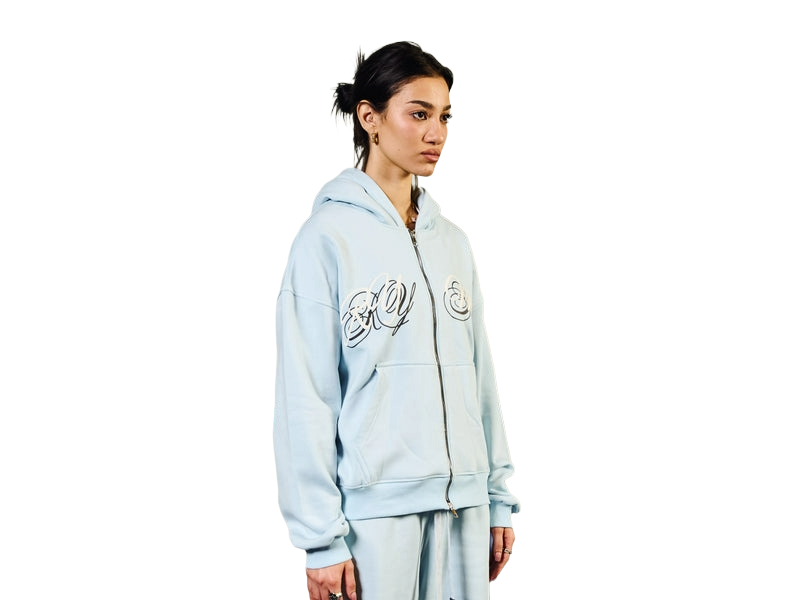 RYMX BLACK ON Baby Blue ZIPUP JACKET