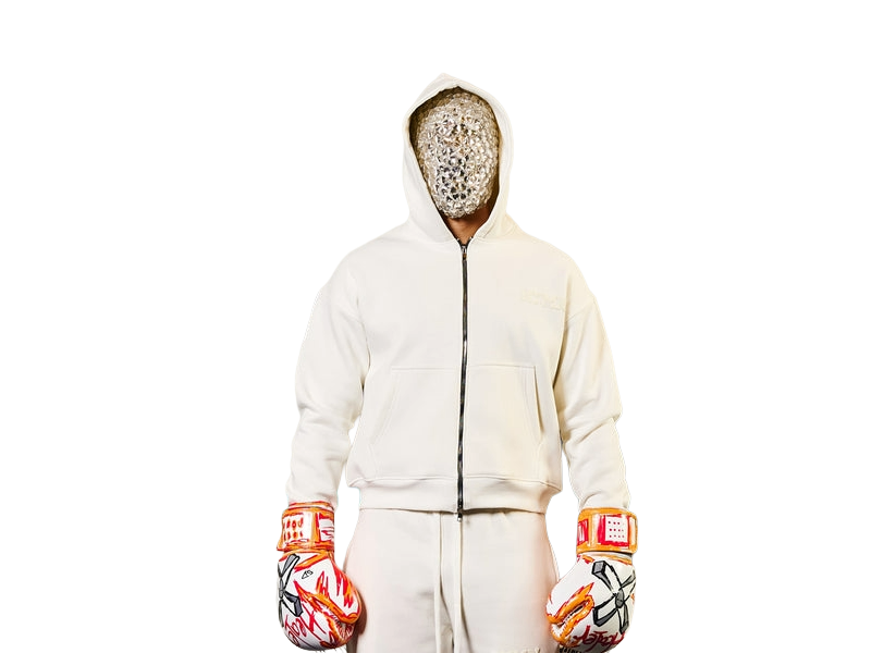 LOGO WHITE ON WHITE ZIPUP JACKET