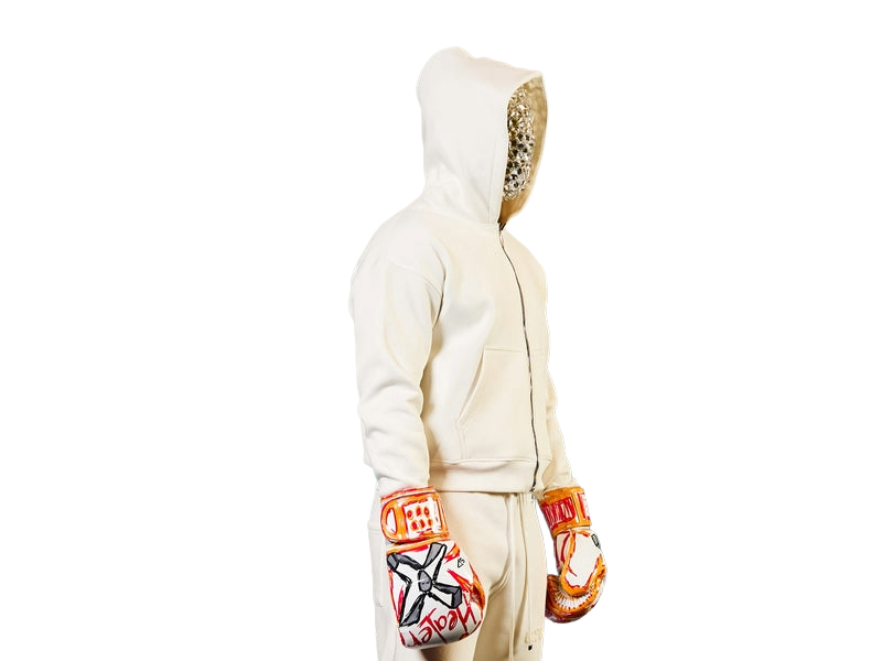 LOGO WHITE ON WHITE ZIPUP JACKET