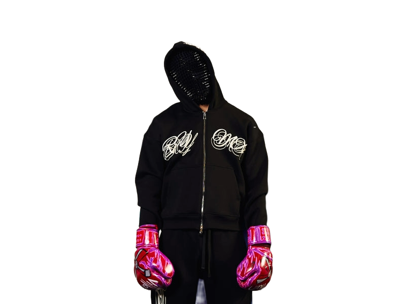 RYMX WHITE ON BLACK ZIPUP JACKET