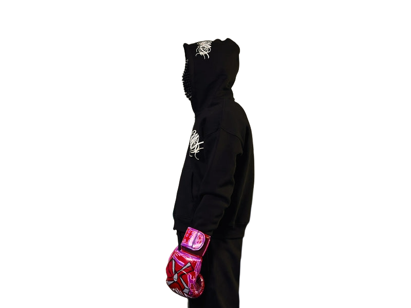 RYMX WHITE ON BLACK ZIPUP JACKET