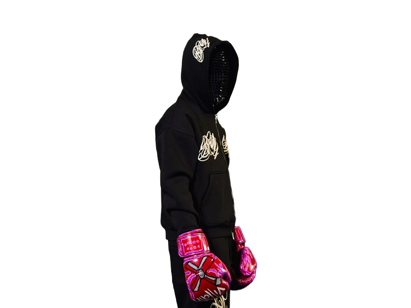 RYMX WHITE ON BLACK ZIPUP JACKET