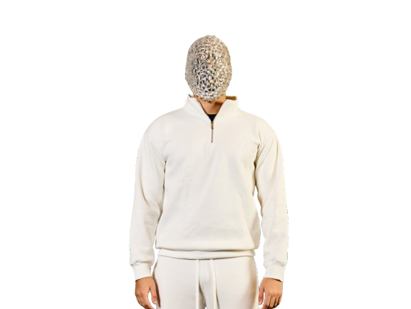 RYMX HALF-ZIP WHITE SWEATSHIRT