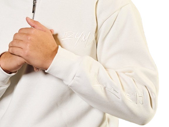 RYMX HALF-ZIP WHITE SWEATSHIRT