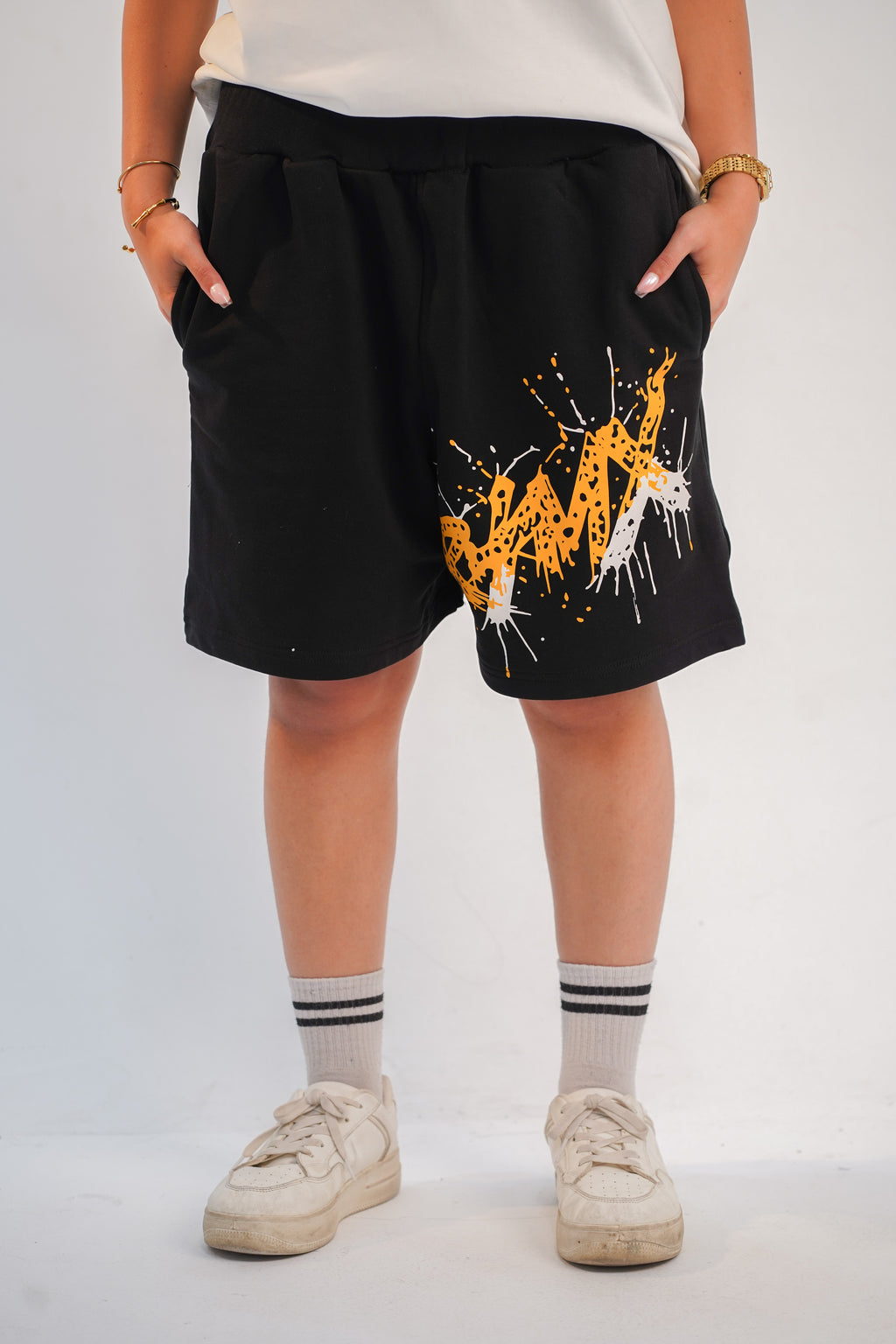 RYMX Black Paint Splash Short